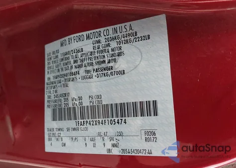 2004 Ford Mustang Gt z USA, uszkodzony, nr VIN 1FAFP42X94F105474